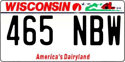 WI license plate 465NBW