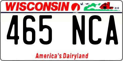 WI license plate 465NCA