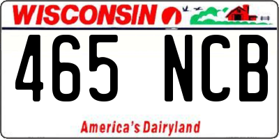 WI license plate 465NCB