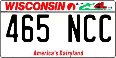 WI license plate 465NCC