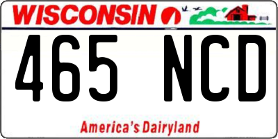 WI license plate 465NCD