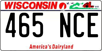 WI license plate 465NCE