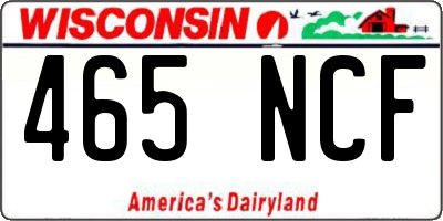 WI license plate 465NCF