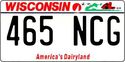WI license plate 465NCG