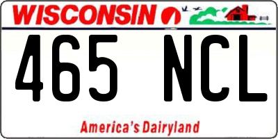 WI license plate 465NCL