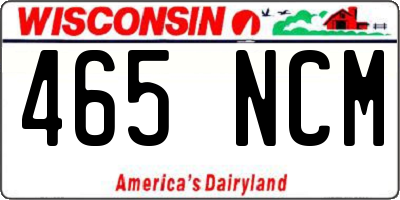 WI license plate 465NCM