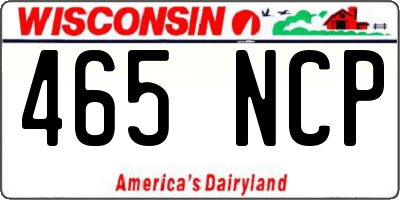WI license plate 465NCP