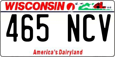WI license plate 465NCV