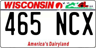 WI license plate 465NCX