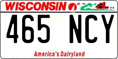WI license plate 465NCY