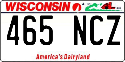 WI license plate 465NCZ