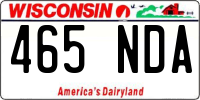 WI license plate 465NDA