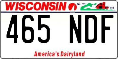 WI license plate 465NDF