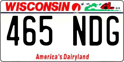 WI license plate 465NDG