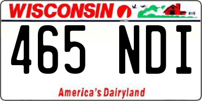 WI license plate 465NDI