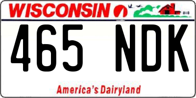 WI license plate 465NDK
