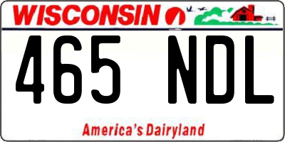 WI license plate 465NDL