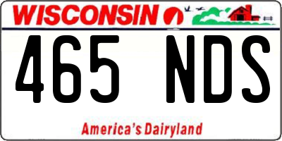 WI license plate 465NDS