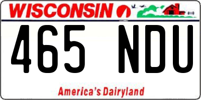 WI license plate 465NDU