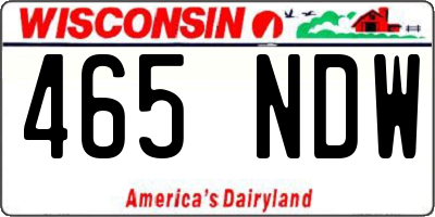 WI license plate 465NDW