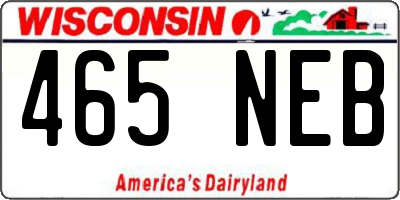 WI license plate 465NEB