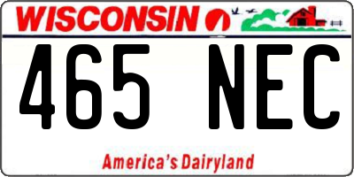 WI license plate 465NEC