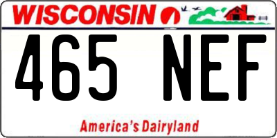 WI license plate 465NEF