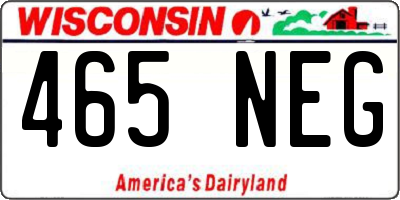 WI license plate 465NEG
