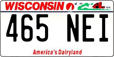 WI license plate 465NEI