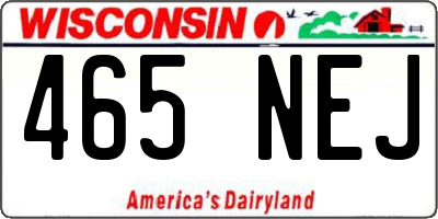 WI license plate 465NEJ