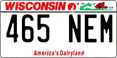 WI license plate 465NEM