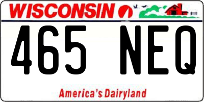 WI license plate 465NEQ