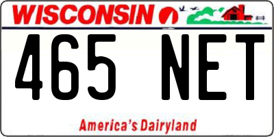 WI license plate 465NET