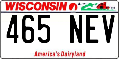 WI license plate 465NEV