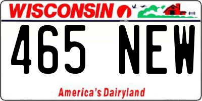 WI license plate 465NEW
