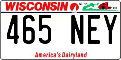 WI license plate 465NEY