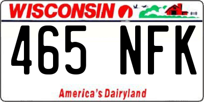 WI license plate 465NFK
