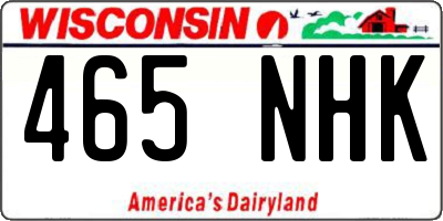 WI license plate 465NHK