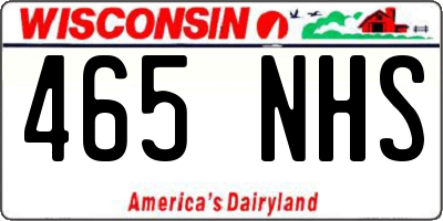 WI license plate 465NHS