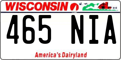 WI license plate 465NIA