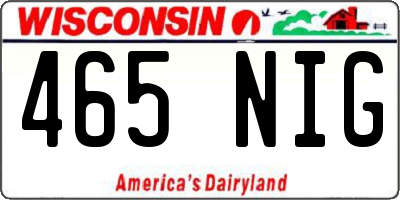 WI license plate 465NIG