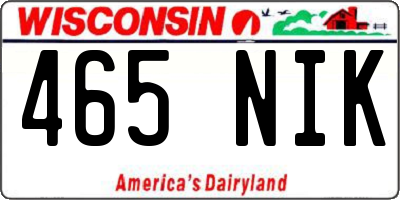 WI license plate 465NIK
