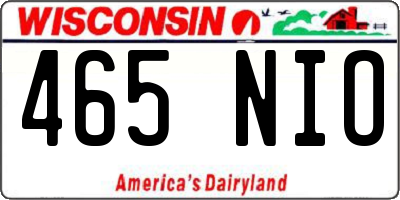 WI license plate 465NIO