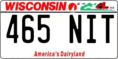 WI license plate 465NIT