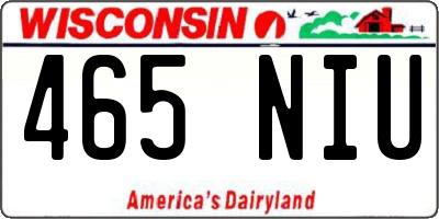 WI license plate 465NIU