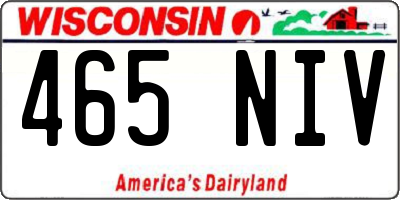 WI license plate 465NIV
