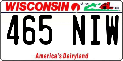 WI license plate 465NIW