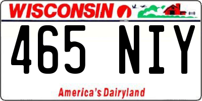 WI license plate 465NIY