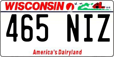 WI license plate 465NIZ