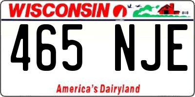WI license plate 465NJE